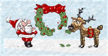 Santa and Reindeer Decorating Image